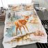 Cute little deer standing in the snow bedding set