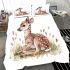 Cute little fawn sitting in the grass bedding set