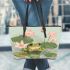 Cute little frog in the water leaather tote bag