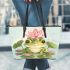 Cute little frog in the water leaather tote bag