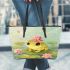 Cute little frog in the water leaather tote bag