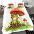 Cute little frog sitting under the mushroom bedding set