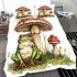 Cute little frog sitting under the mushroom bedding set