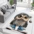 Cute little owl wearing blue sneakers area rugs carpet