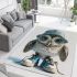 Cute little owl wearing blue sneakers area rugs carpet