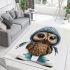 Cute little owl wearing blue sneakers area rugs carpet