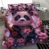 Cute little panda under a pink cherry blossom tree bedding set