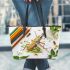 cute locust and music notes and violin with leave Leather Tote Bag