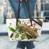 cute locust and music notes and violin with leave Leather Tote Bag