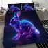 Cute neon blue and purple rabbit with glowing eyes bedding set