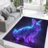 Cute neon bunny with glowing blue and purple fur area rugs carpet