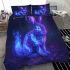 Cute neon bunny with glowing blue and purple fur bedding set