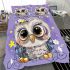 Cute owl cartoon big eyes yellow stars on its head bedding set