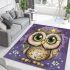 Cute owl cartoon big eyes yellow stars on its head area rugs carpet