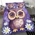 Cute owl cartoon with big eyes and yellow stars on its head bedding set