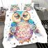 Cute owl clipart pastel watercolor style with glitter bedding set