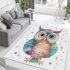 Cute owl clipart pastel watercolor style with glitter area rugs carpet