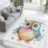 Cute owl clipart pastel watercolor style with glitter area rugs carpet