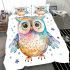 Cute owl clipart pastel watercolor style with glitter bedding set
