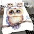 Cute owl clipart with big eyes bedding set