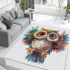 Cute owl clipart with big eyes colorful feathers area rugs carpet