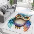 Cute owl clipart with big eyes colorful feathers area rugs carpet