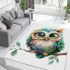 Cute owl clipart with big eyes colorful feathers area rugs carpet