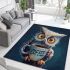 Cute owl holding a coffee cup area rugs carpet