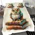 Cute owl sitting on top of books bedding set