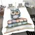 Cute owl sitting on top of books bedding set