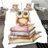 Cute owl sitting on top of books bedding set