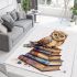 Cute owl sitting on top of books area rugs carpet