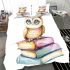 Cute owl sitting on top of books bedding set