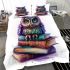 Cute owl sitting on top of books bedding set