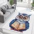 Cute owl teacher with a book and glasses area rugs carpet