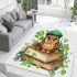 Cute owl wearing a green beret area rugs carpet