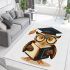 Cute owl wearing glasses and a graduation hat area rugs carpet