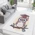 Cute owl wearing glasses and a graduation hat area rugs carpet