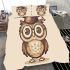 Cute owl wearing glasses and a graduation hat in a simple bedding set