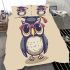 Cute owl wearing glasses and a graduation hat in a simple bedding set