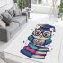 Cute owl wearing glasses and holding books area rugs carpet