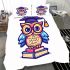 Cute owl wearing glasses and holding books bedding set