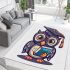 Cute owl wearing glasses and holding books area rugs carpet