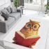 Cute owl wearing glasses reading books area rugs carpet