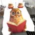 Cute owl wearing glasses reading books bedding set