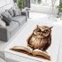 Cute owl wearing glasses reading books area rugs carpet