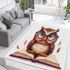 Cute owl wearing glasses reading books area rugs carpet