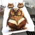 Cute owl wearing glasses reading books bedding set