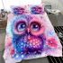 Cute owl with big eyes and a pink and blue gradient color scheme bedding set