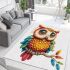Cute owl with big eyes colorful feathers and beautiful wings perched area rugs carpet